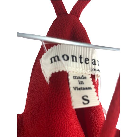 Monteau Red Scalloped Sleeveless Halter Blouse Women's Size Small - Picture 7 of 7